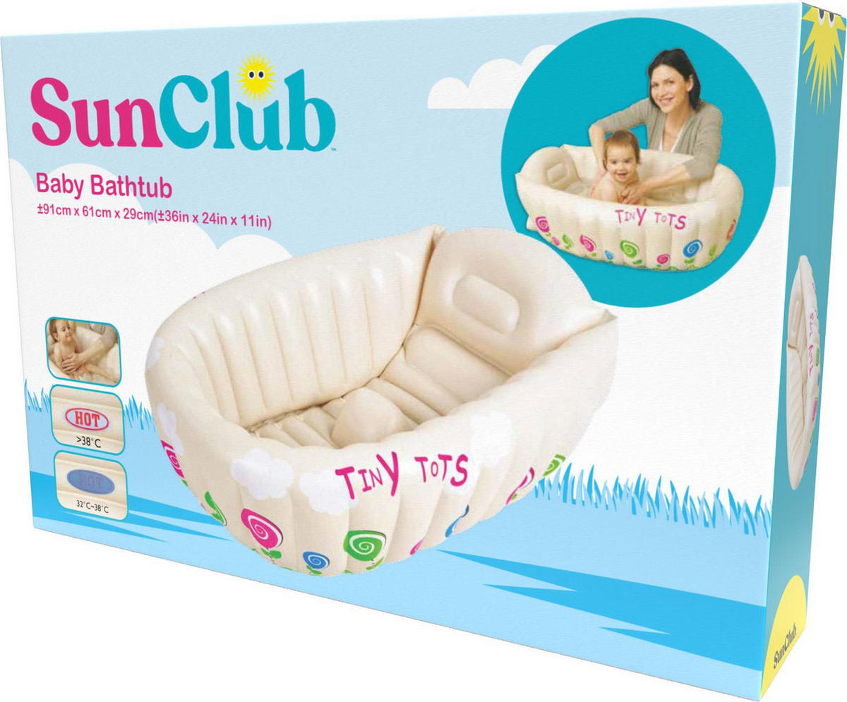 PLANSCHBECKEN Baby Badewanne aufblasbar 91 x 61 x 29 cm beige Temperaturanzeige - Beige, Kunststoff (61/91cm) - Avenli