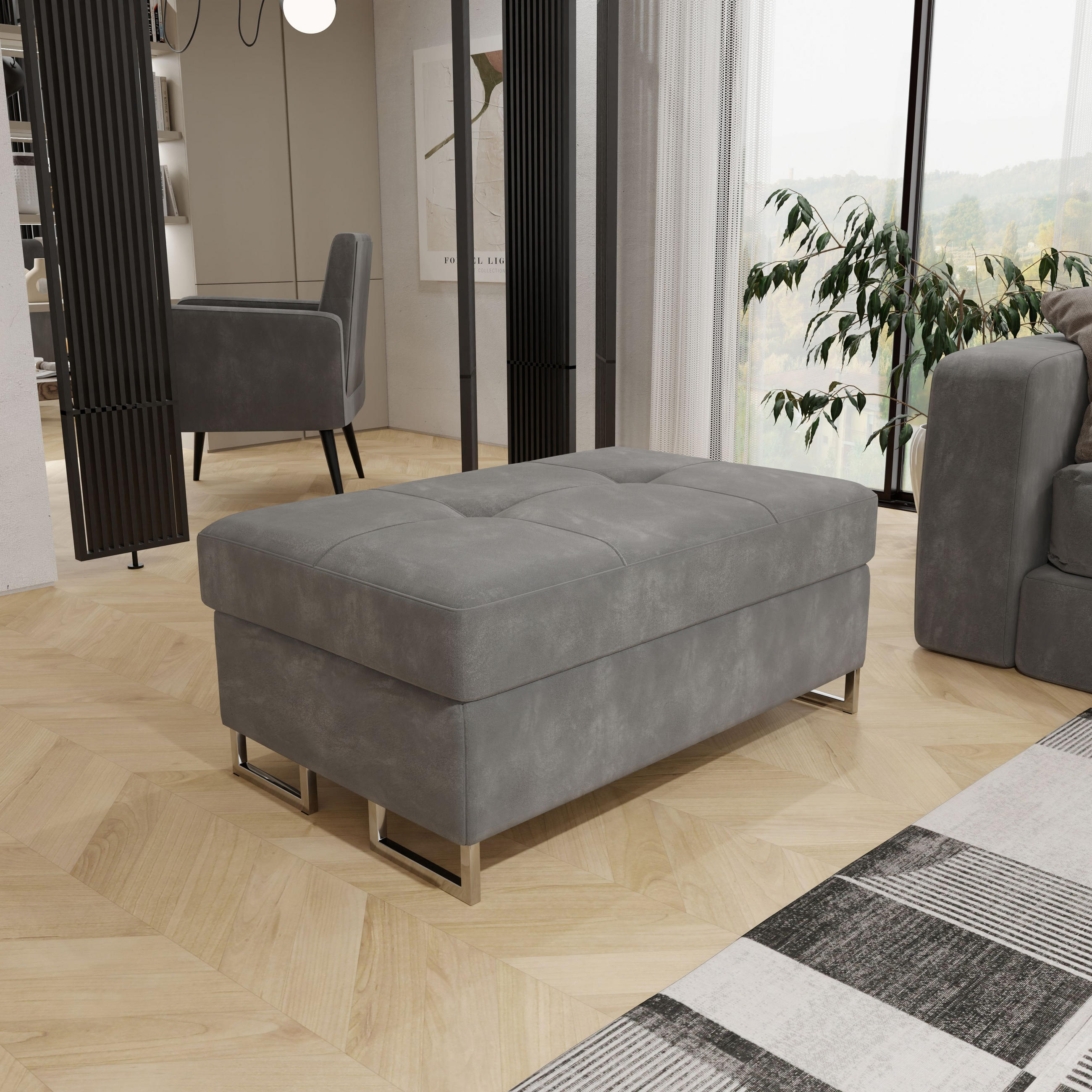 POLSTERHOCKER BARLET Grau 100x60 cm - Grau, Textil (100/41/60cm) - MASSENO