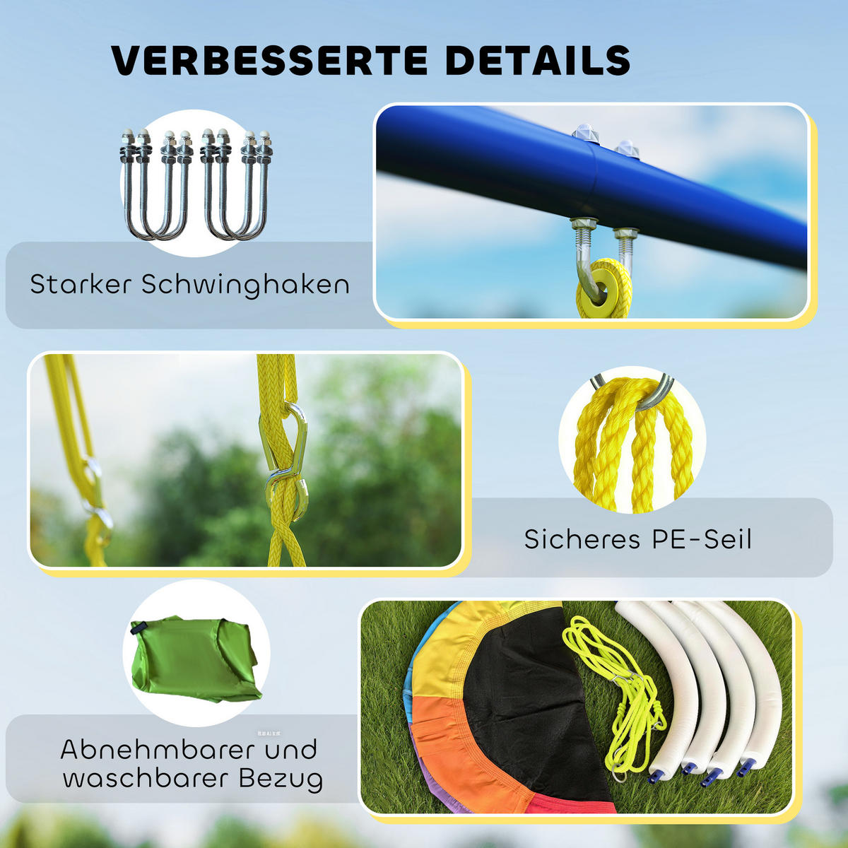 SCHAUKELGESTELL Stahl Oxford-Stoff Mehrfarbig - Multicolor, Metall (160/288cm) - AIYAPLAY