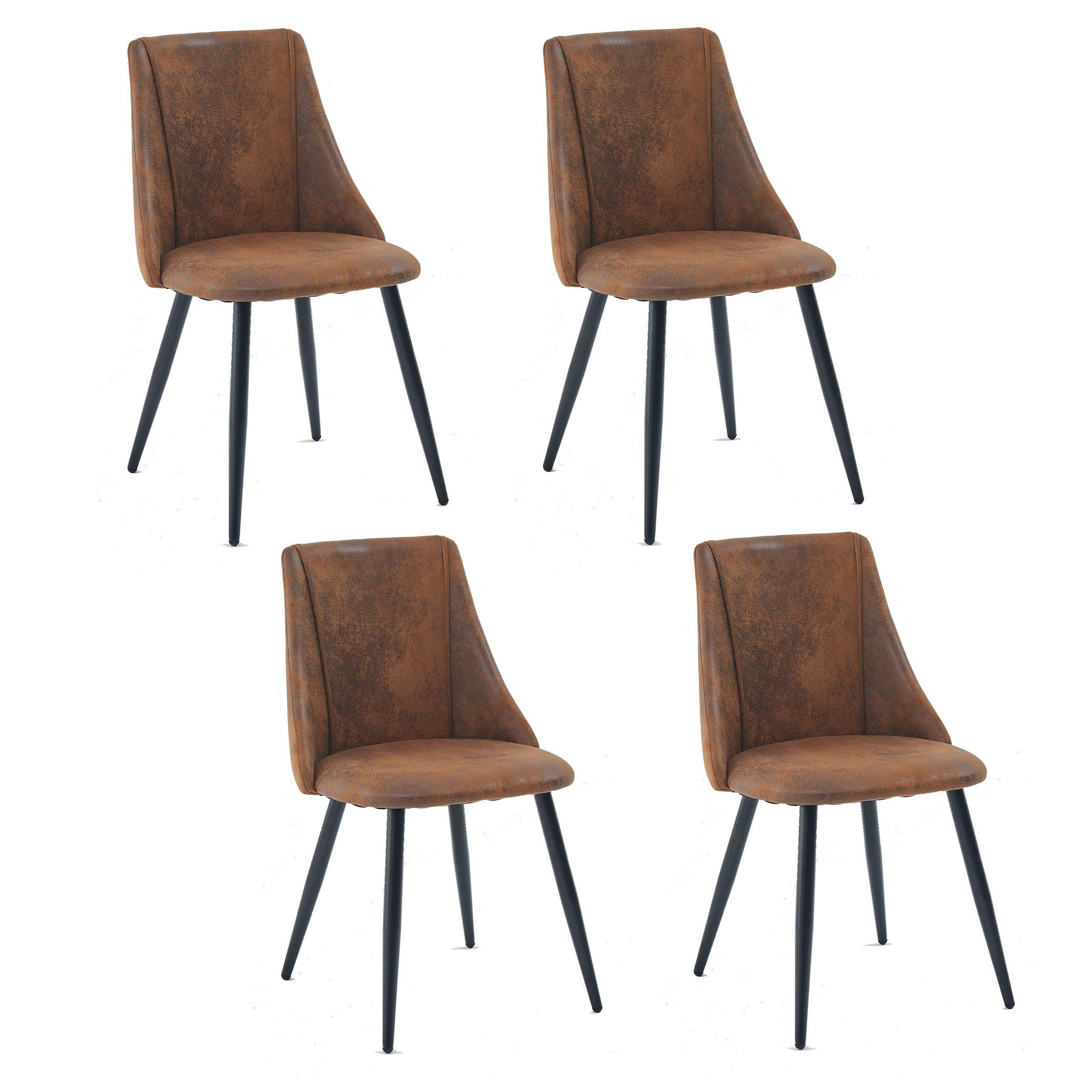 ESSZIMMERSTUHL 4er-Set in Wildlederoptik, Braun - Braun, Metall (52.5/83/49.5cm) - Meubles Cosy