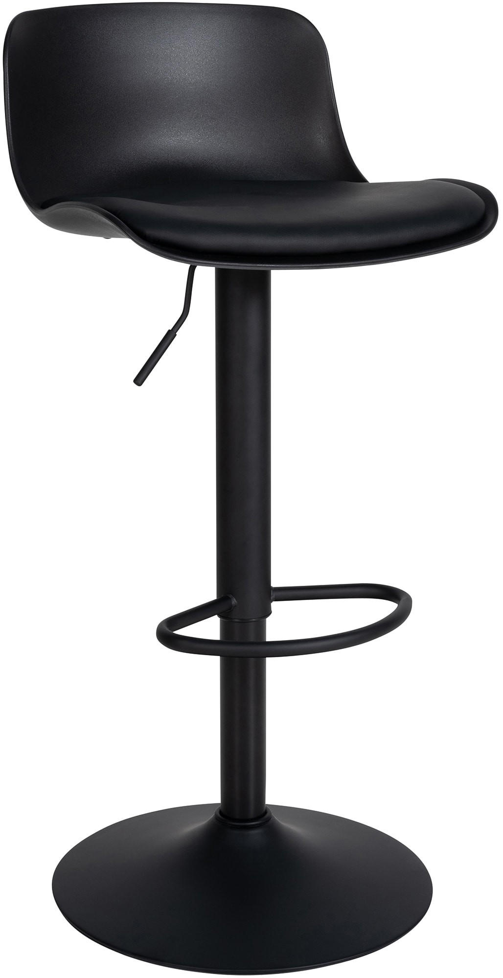 BARHOCKER Almada Kunstleder 75-104x43,5x46 cm schwarz - Schwarz, Leder (43.5/75/46cm) - furnicato