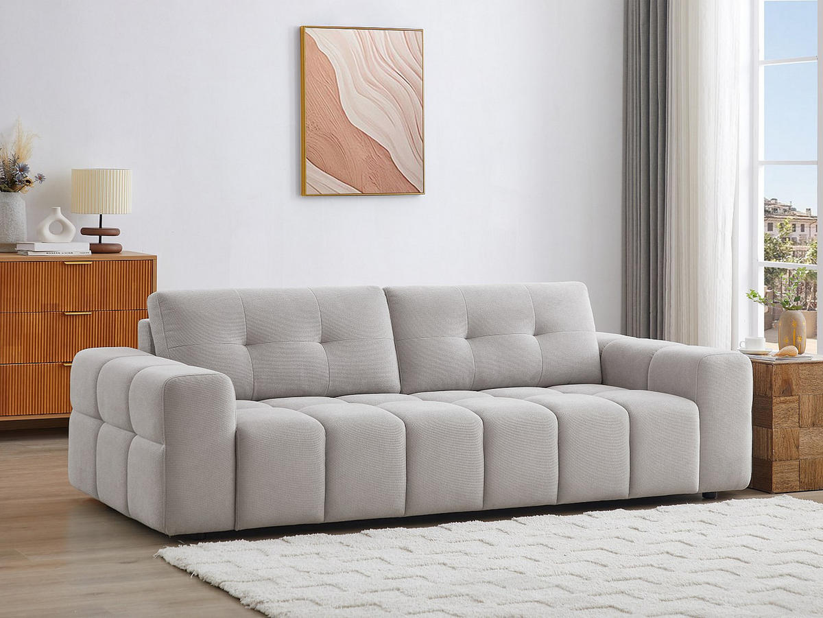 SOFA - 3 Personen - stoff - hellgrau Sopelana - Hellgrau, Kunststoff/Textil (220/78/100cm) - Vente-Unique
