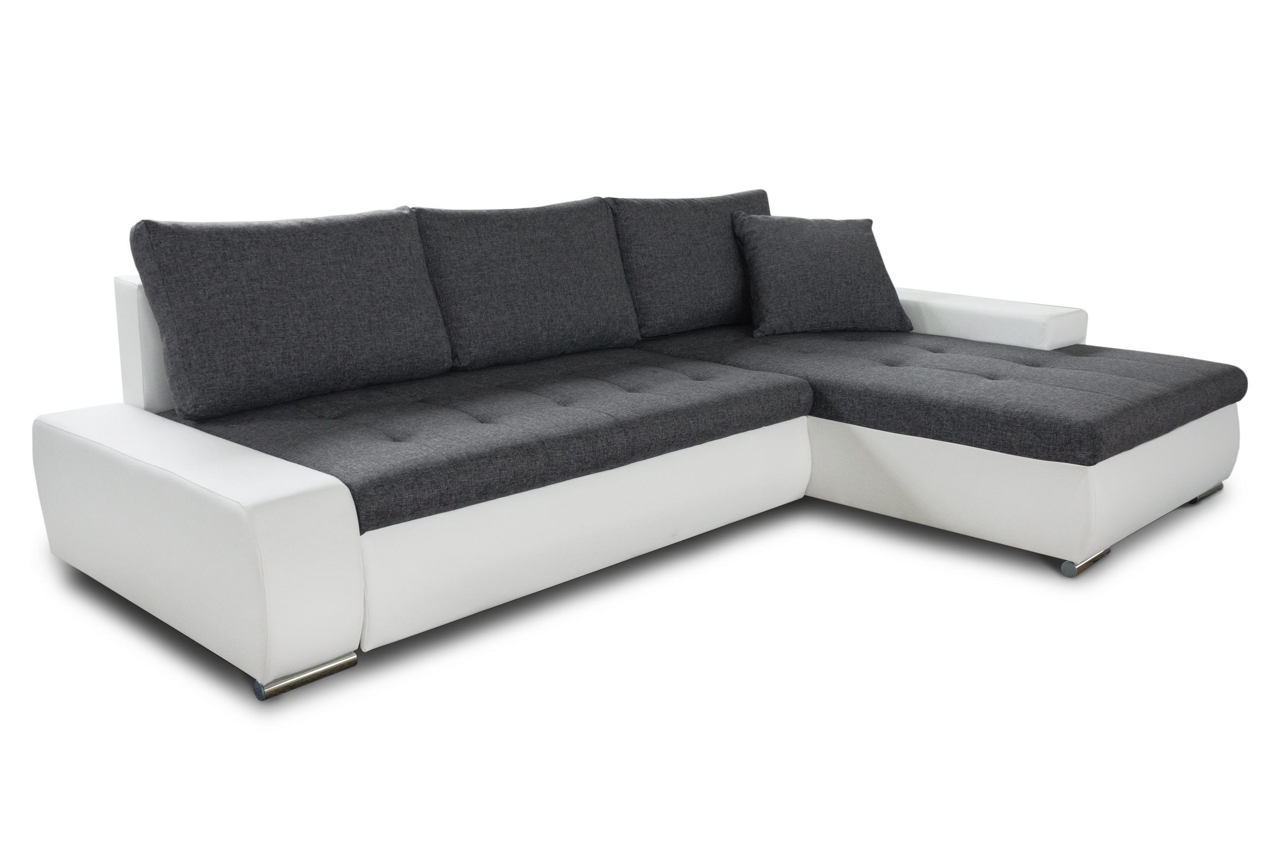 ECKSOFA Faris, Seite: Rechts - Weiß/Grau, Holz/Textil (266/184cm) - Sofnet