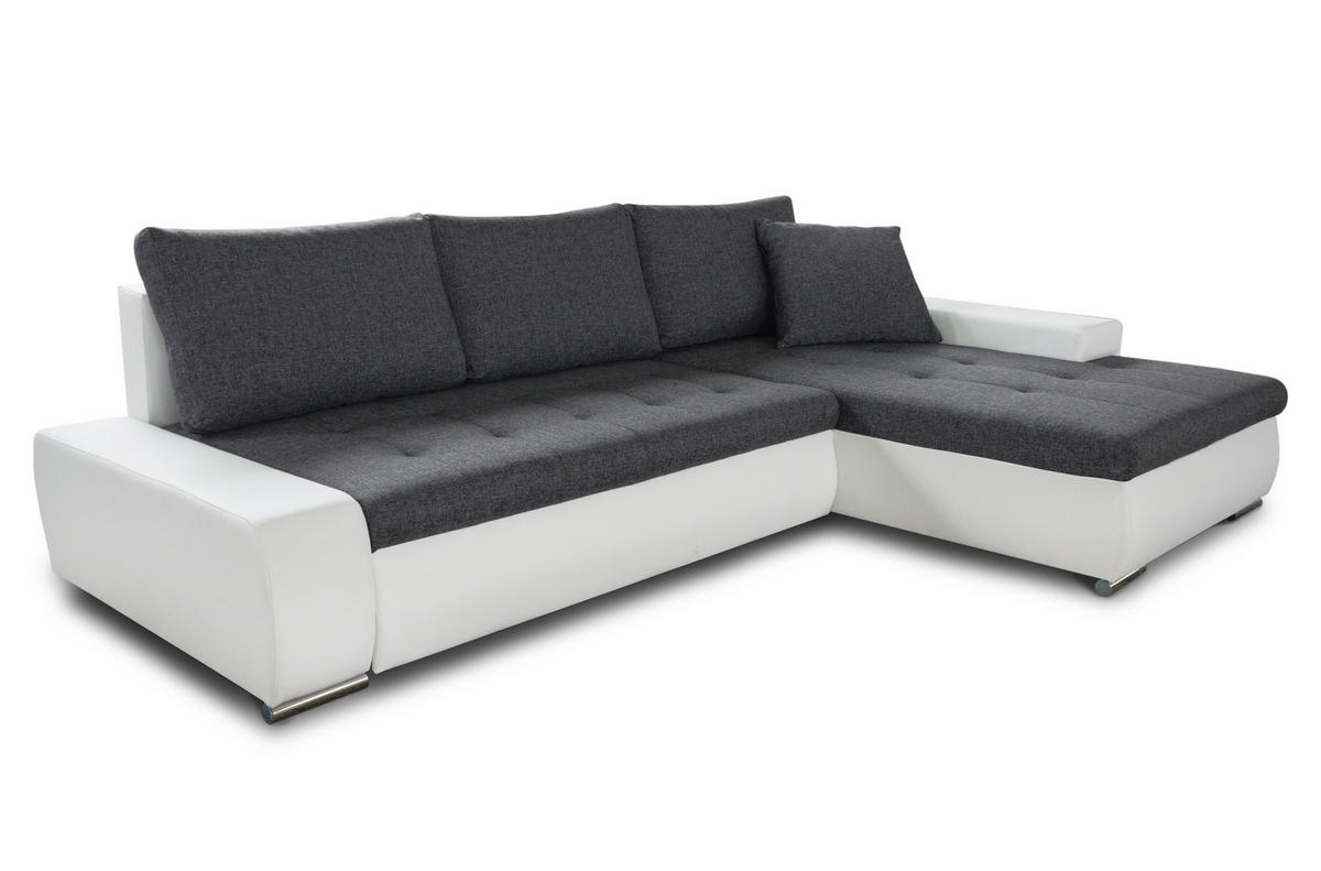 ECKSOFA Faris, Seite: Rechts - Weiß/Grau, Holz/Textil (266/184cm) - Sofnet