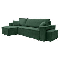ECKSOFA Mit Schlaffunktion Und Pouf, Cordstoff Poso, Grün, Links, Best L Mit Pouf - Grün, Holz (244/145cm) - Kaiser Möbel