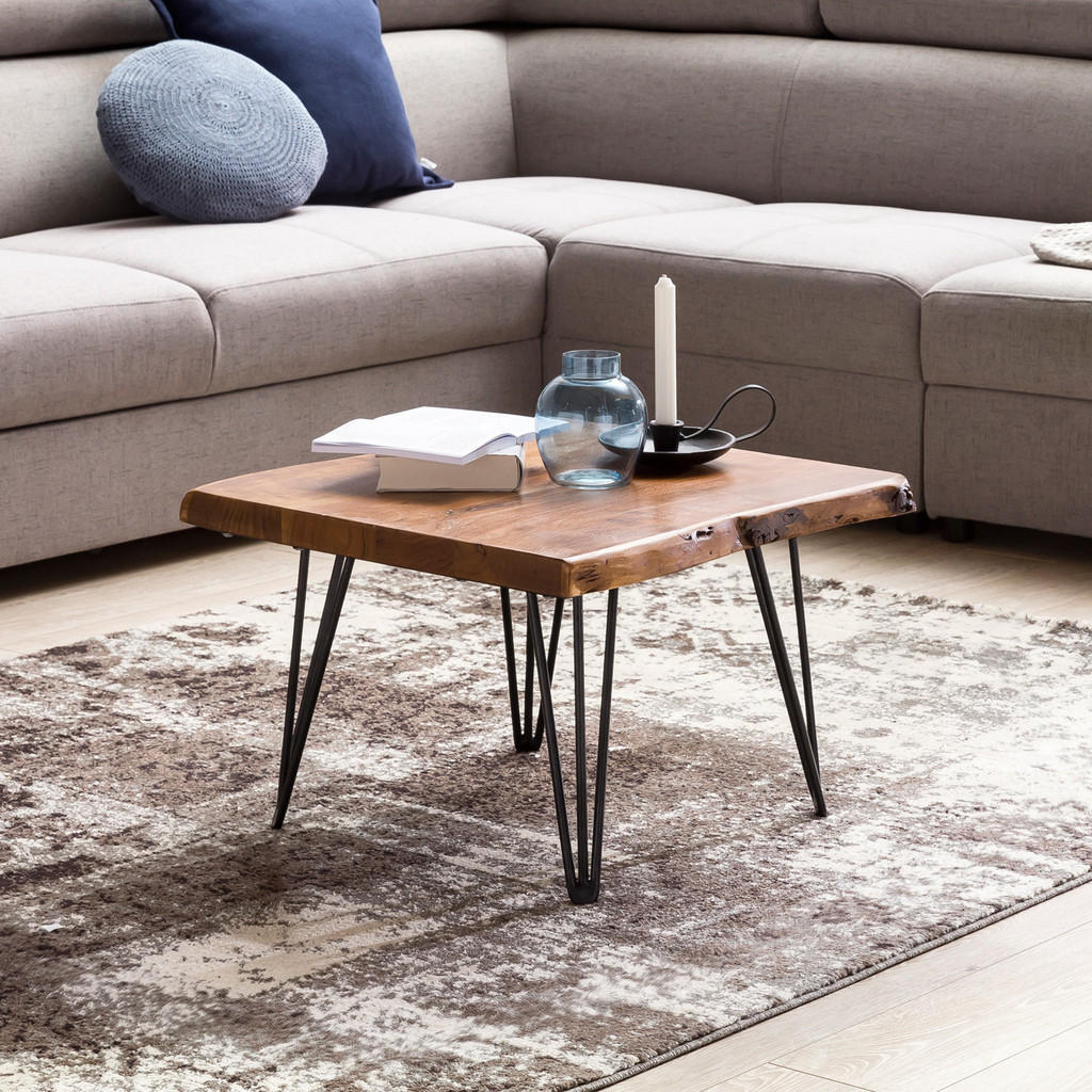 Thumbnail - Kadima Design Couchtisch, Braun, Holz, Echtholz,Sheesham, Rechteckig,Rechteckig, Haarnadel, 56x38x51 cm, Wohnzimmer, Woh...