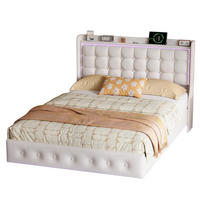 POLSTERBETT 160x200 cm - Polsterbettgestell mit LED-Kopfteil, USB-Anschlüssen und Lattenrost, Erwachsenen- und Jugendbett - Beige - Beige, Holzwerkstoff (160/200cm) - Brevoria