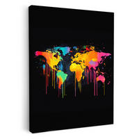 LEINWANDBILD Weltkarte - Farbe - Bunt - Graffiti - Welt 30x40 cm - Multicolor, Textil (30/40cm) - MuchoWow