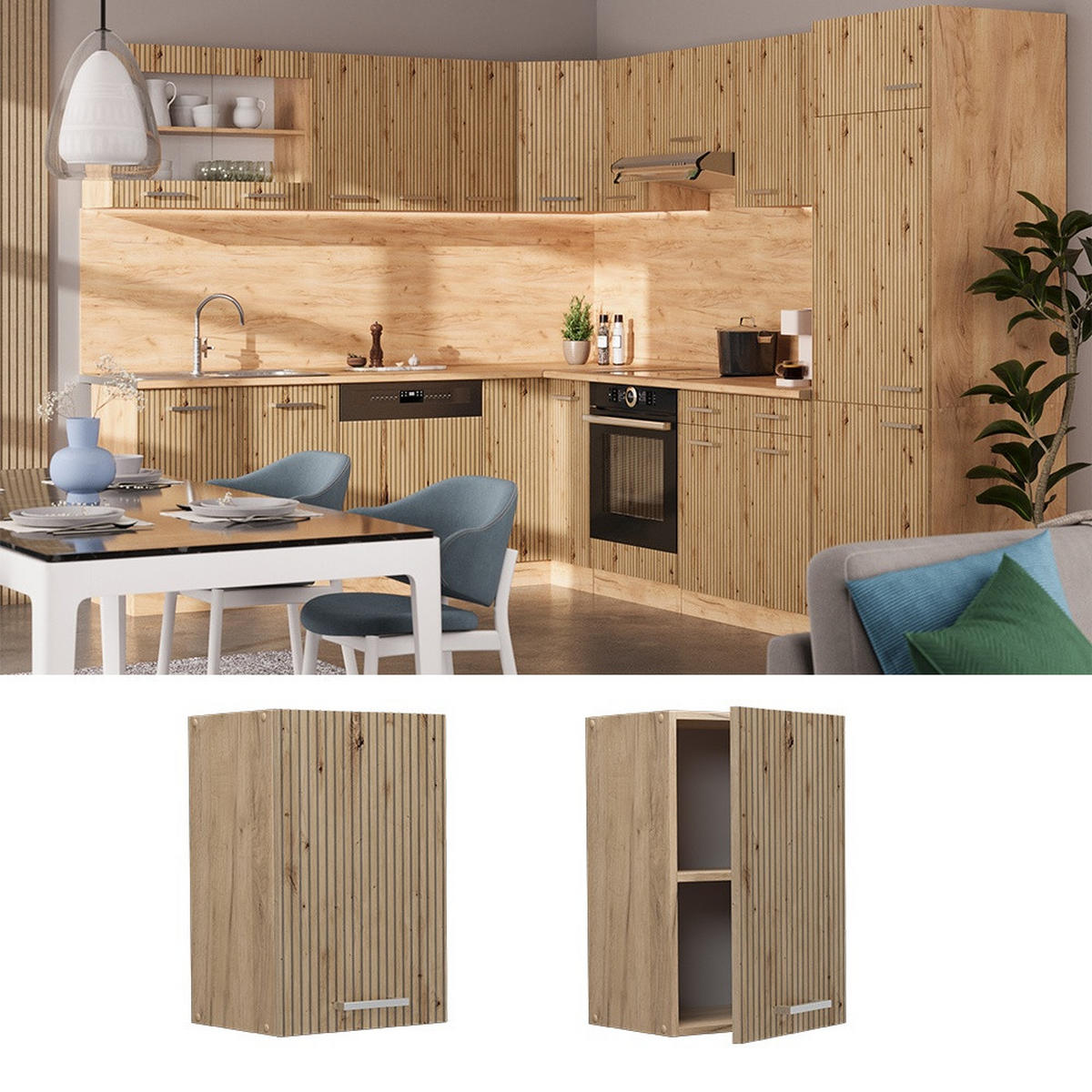 DULAP DE PERETE R-Line Stejar artizanal 40 cm - stejar miere/stejar Artisan, compozit lemnos (40/60/31cm) - Vicco