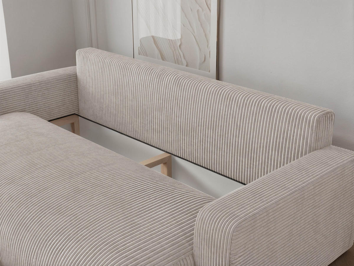 SOFA mit Schlaffunktion, Beige - Beige, Holzwerkstoff (246/79/93cm) - Idohome