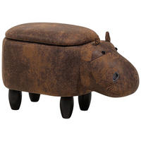 TIERHOCKER Hippo 60/32/35 cm - Braun, Kunststoff/Textil (32/35/60cm) - Beliani