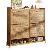 SCHUHSCHRANK mit 4 Türen 108,5 x 24 x 100 cm MDF Wood - Zwetschgeholzfarben, Holzwerkstoff (24/100/108.5cm) - Beauniv