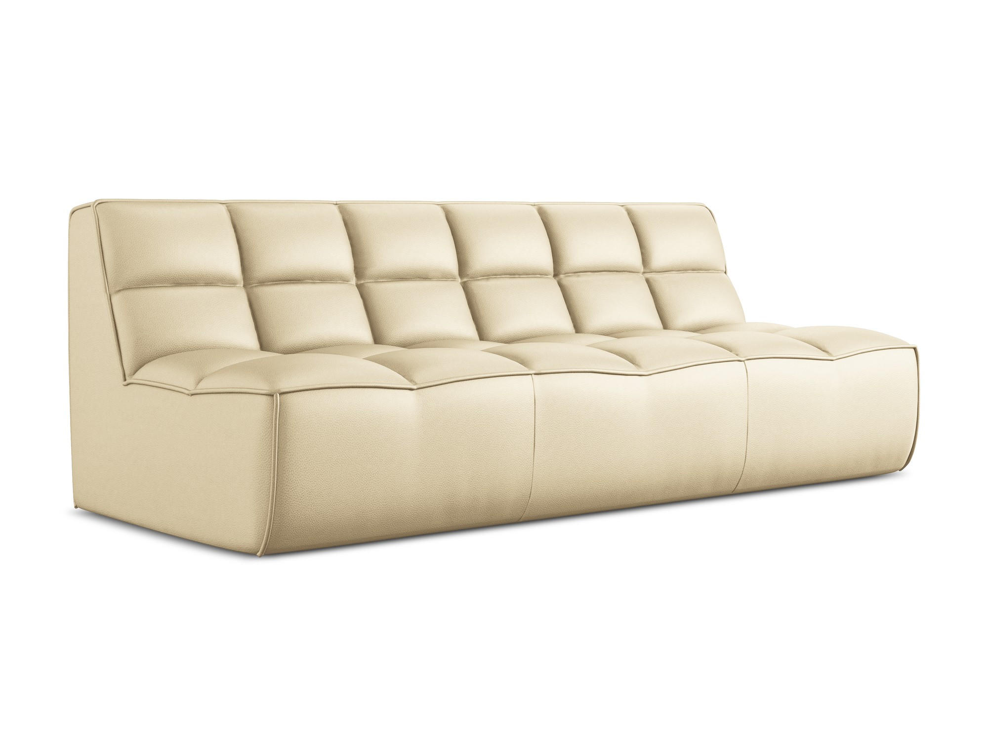 3-SITZER SOFA Kunstleder Beige - Beige/Schwarz, Leder/Kunststoff (210/75/93cm) - Makamii