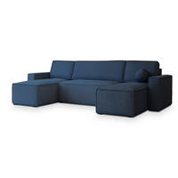 ROHOVÁ SEDAČKA PESANO modrá - šedá/modrá, dřevo/textil (306/140cm) - MASSENO