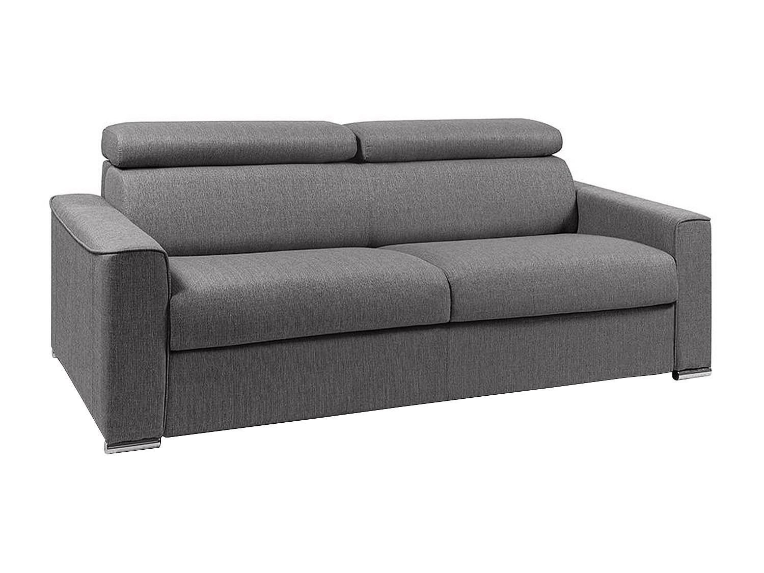 SCHLAFSOFA 4-Sitzer - Liegefläche mit Lattenrost: 160 cm - Matratzenhöhe: 18 cm - Stoff - Grau - VIZIR - Grau, Textil (216/110/223cm) - Vente-Unique