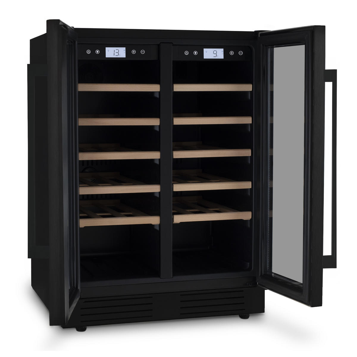 WEINKÜHLSCHRANK CAVCEDB42 Schwarz, 42 Flaschen, Kapazität 126L, 2 Temperaturzonen, von 5°C bis 20°C, Anti-UV, LED - Schwarz, Metall (59.5/83/57.5cm) - Les Petits Champs