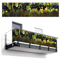 BALKON-SICHTSCHUTZ Trauben - Wein - Natur - Grün - Weinrot, Kunststoff (500/130cm) - MuchoWow