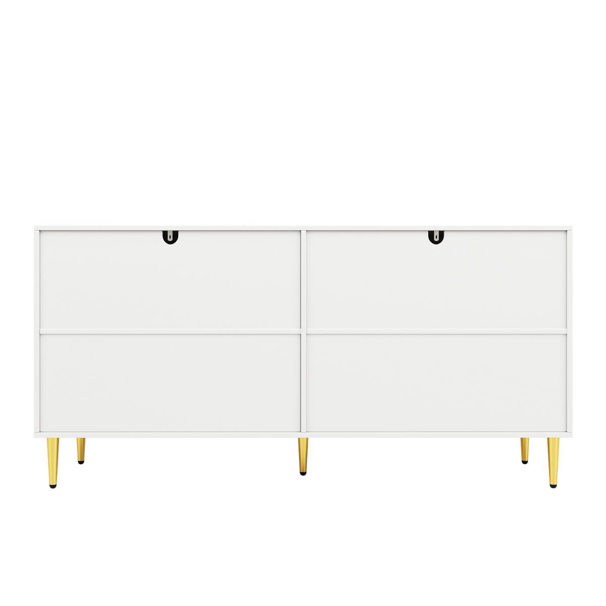 SIDEBOARD Wellenfront mit goldenen Griffen & Füßen Weißes - Weiß, Holzwerkstoff (152/75/40cm) - Urban Meuble