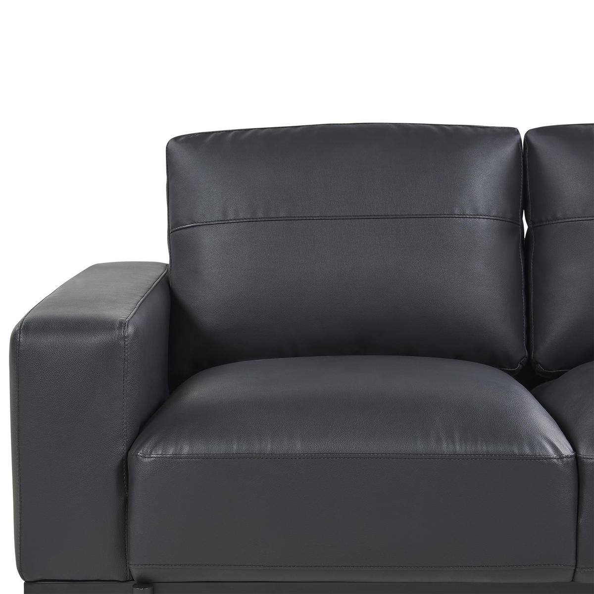 3-SITZER-SOFA Kunstleder Schwarz Sovik - Schwarz, Kunststoff/Textil (215/72/87cm) - Beliani