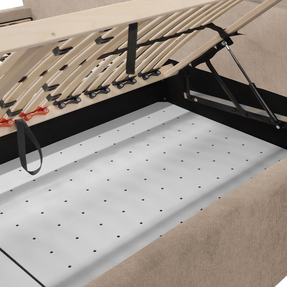 POLSTERBETT - Samt - Beige, Textil (140/200cm) - home24