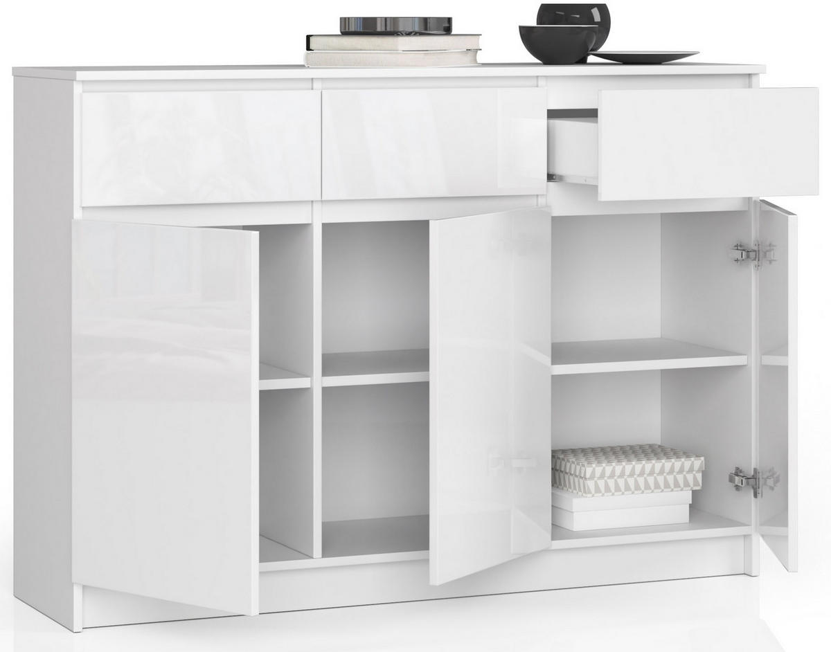 KOMMODE Weiß, Weiß Glanz 99/138/40 - Weiß, Holzwerkstoff (138/99/40cm) - RAUMHIRSCH FURNITURE