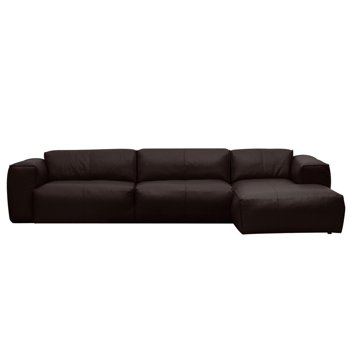 3-SITZER ECKSOFA mit Longchair - Dunkelbraun/Schwarz, Leder/Kunststoff (317/173cm) - home24