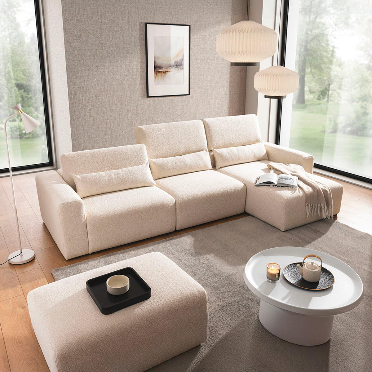 ECKSOFA Velano 3 Sitzplätze Beige - Beige, Holz (314/167cm) - Petits-meubles