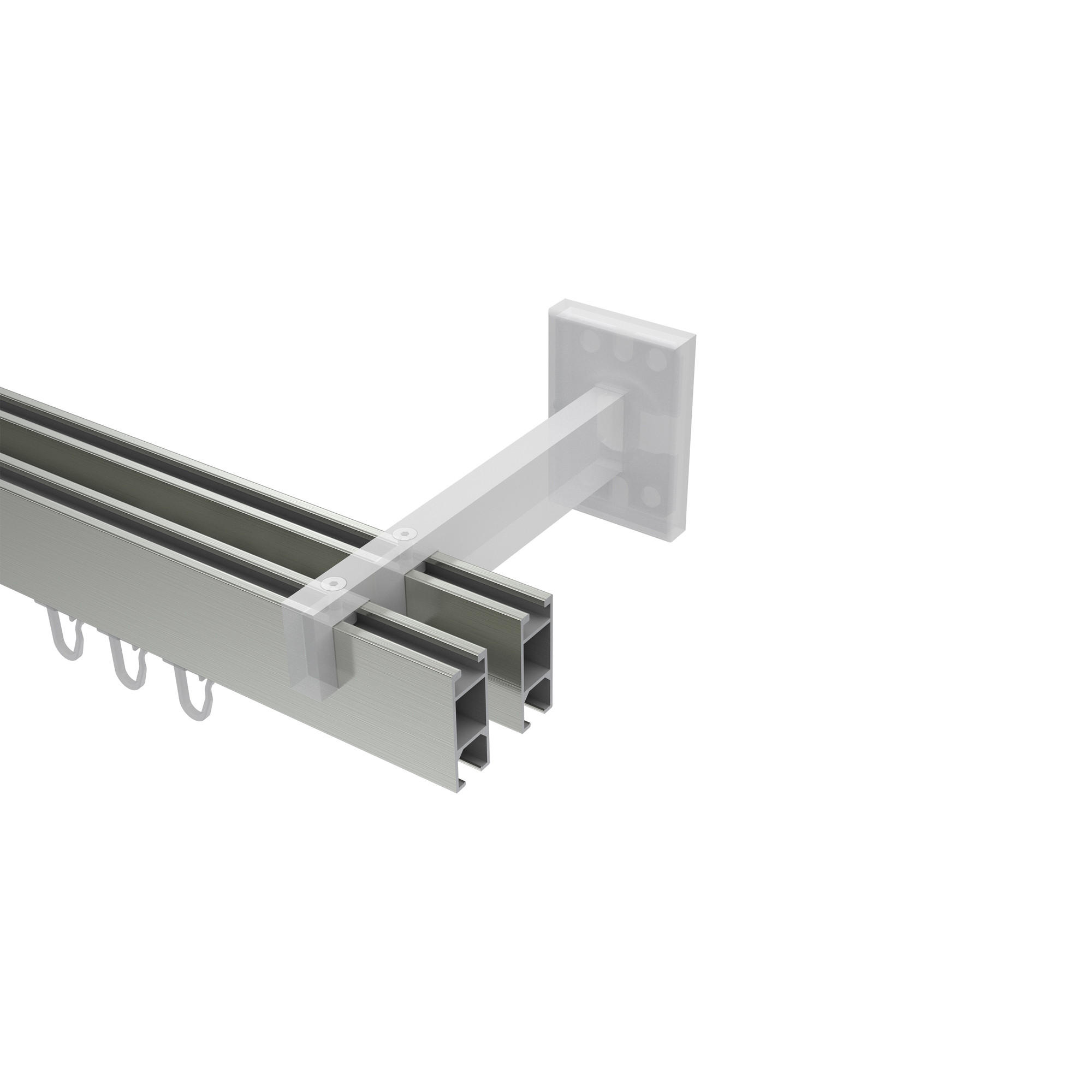 GARDINENSTANGE INNENLAUF Smartline Paxo 260 cm (geteilt in 2 x 130 cm), 2-läufig, 14x35 mm Edelstahl-Optik - Edelstahlfarben, Metall (260cm) - INTERDECO