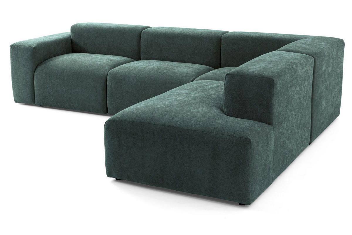 4-SITZER modulares Ecksofa HEAVEN SET 2 Rechts, Breite 300 cm Webstoff Dunkelgrün - Dunkelgrün/Schwarz, Holz/Kunststoff (245/300cm) - Muffo