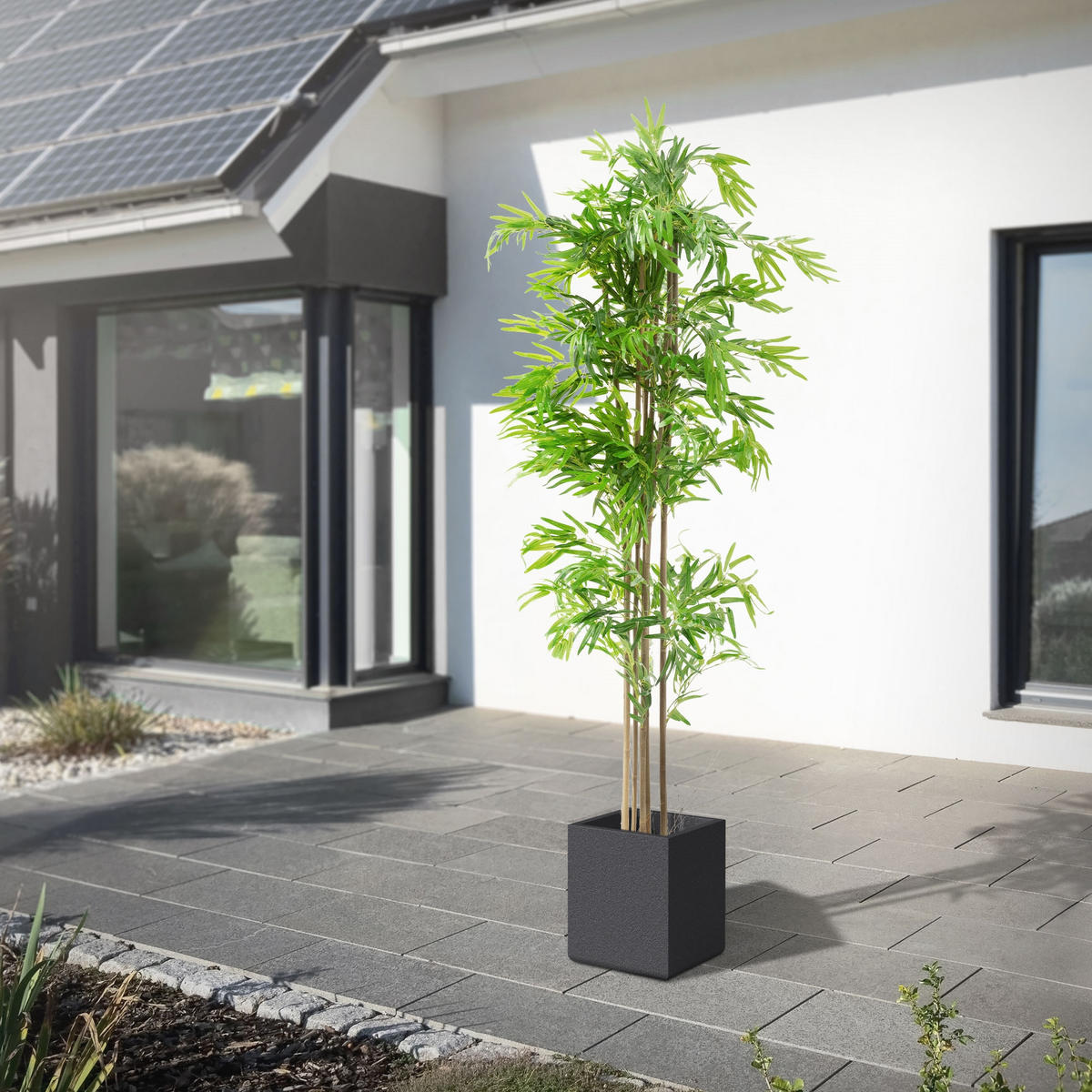 KUNSTPFLANZE Bambus - Anthrazit/Grün, Holz/Kunststoff (210cm) - ML-DESIGN