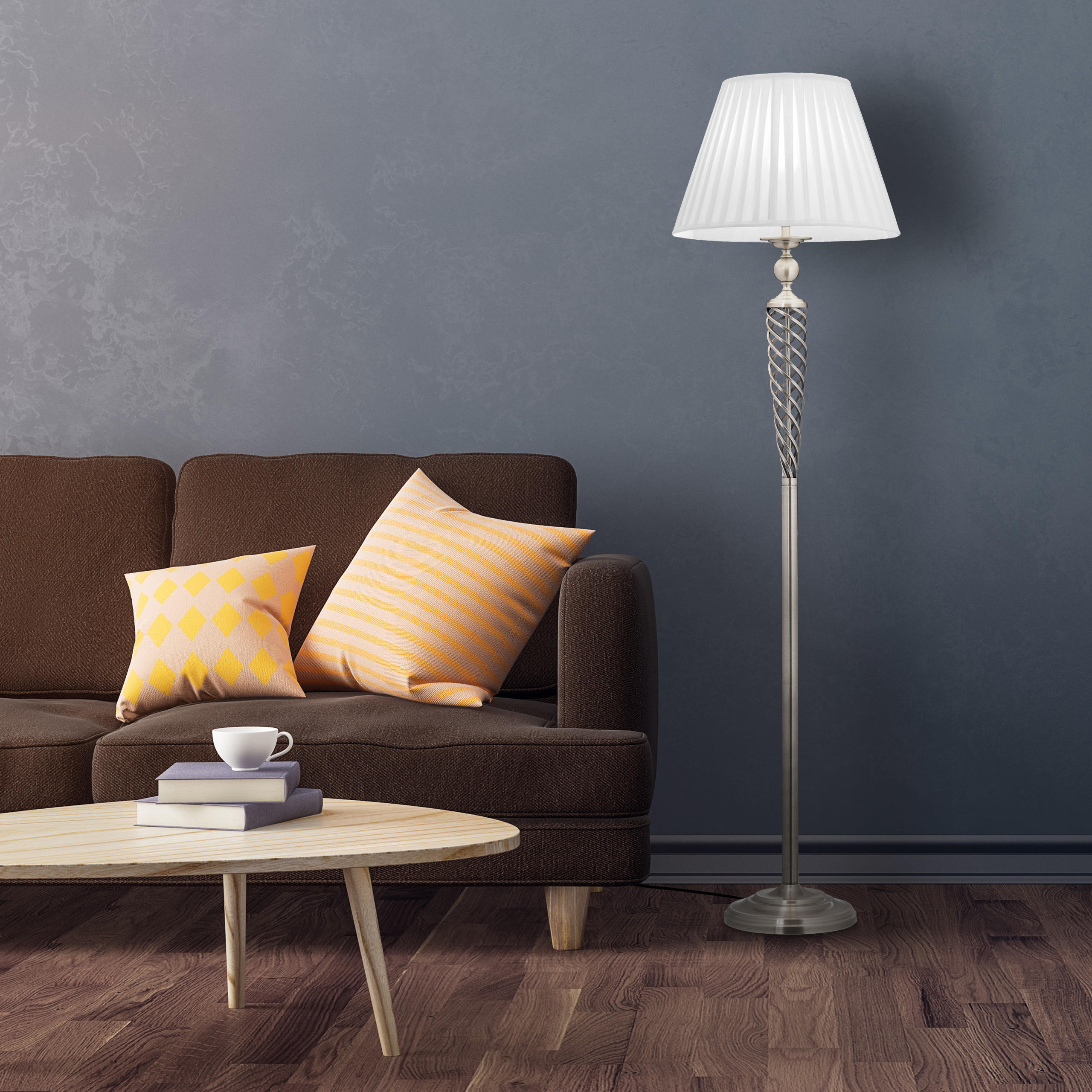 STEHLAMPE - Silberfarben, Kunststoff/Textil (42/42/157cm) - Relaxdays