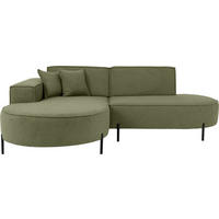 ECKSOFA Hana Loft 3-Sitzer Ecke Links, Boucle, Grün 241/80/168 cm - Schwarz/Grün, Textil/Metall (241/168cm) - WFL GROUP