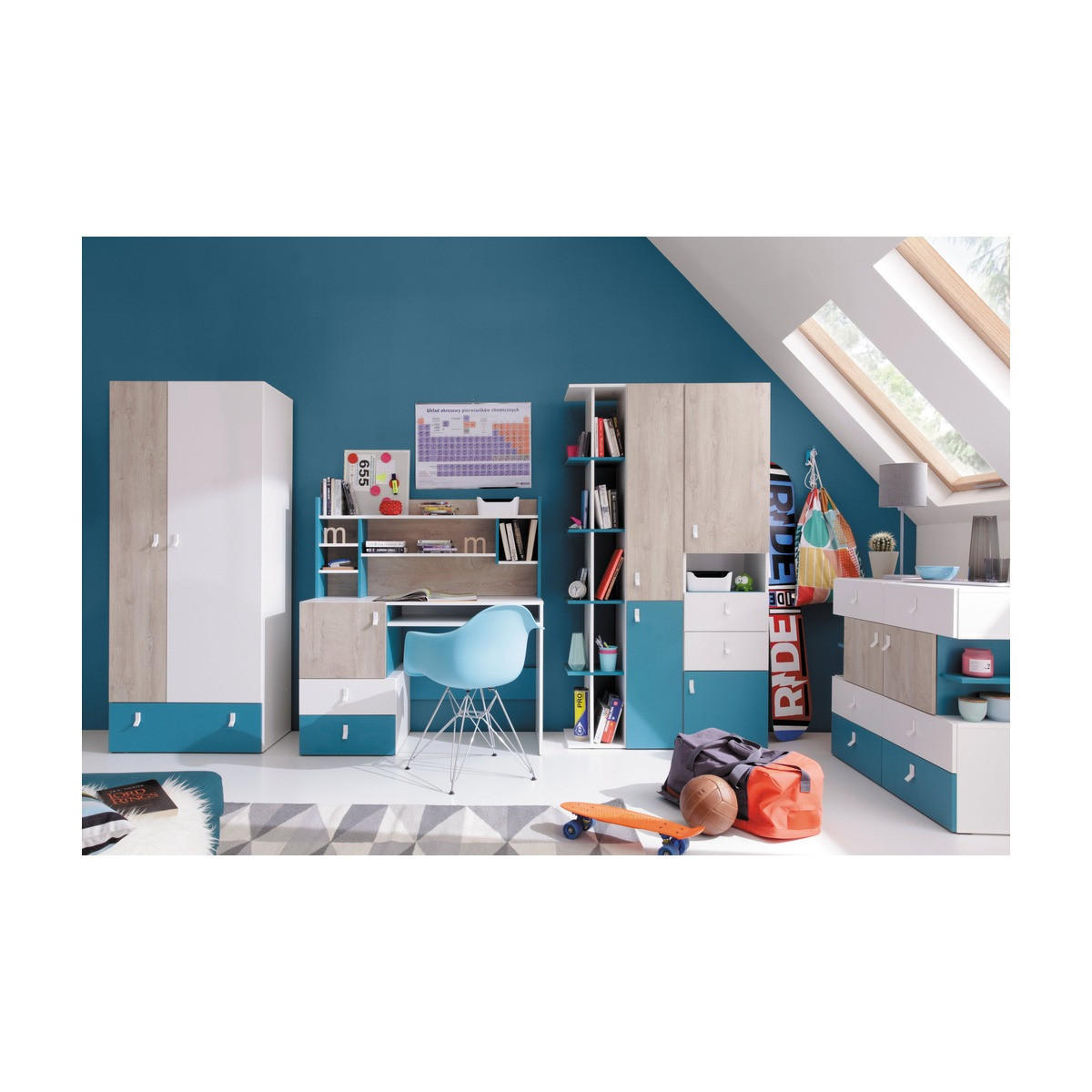 SCHLAFZIMMER Set 6-tlg. – PLANET System – Sonoma Eiche / Weiß - Eichefarben, Holzwerkstoff (80/190/50cm) - hi-markt