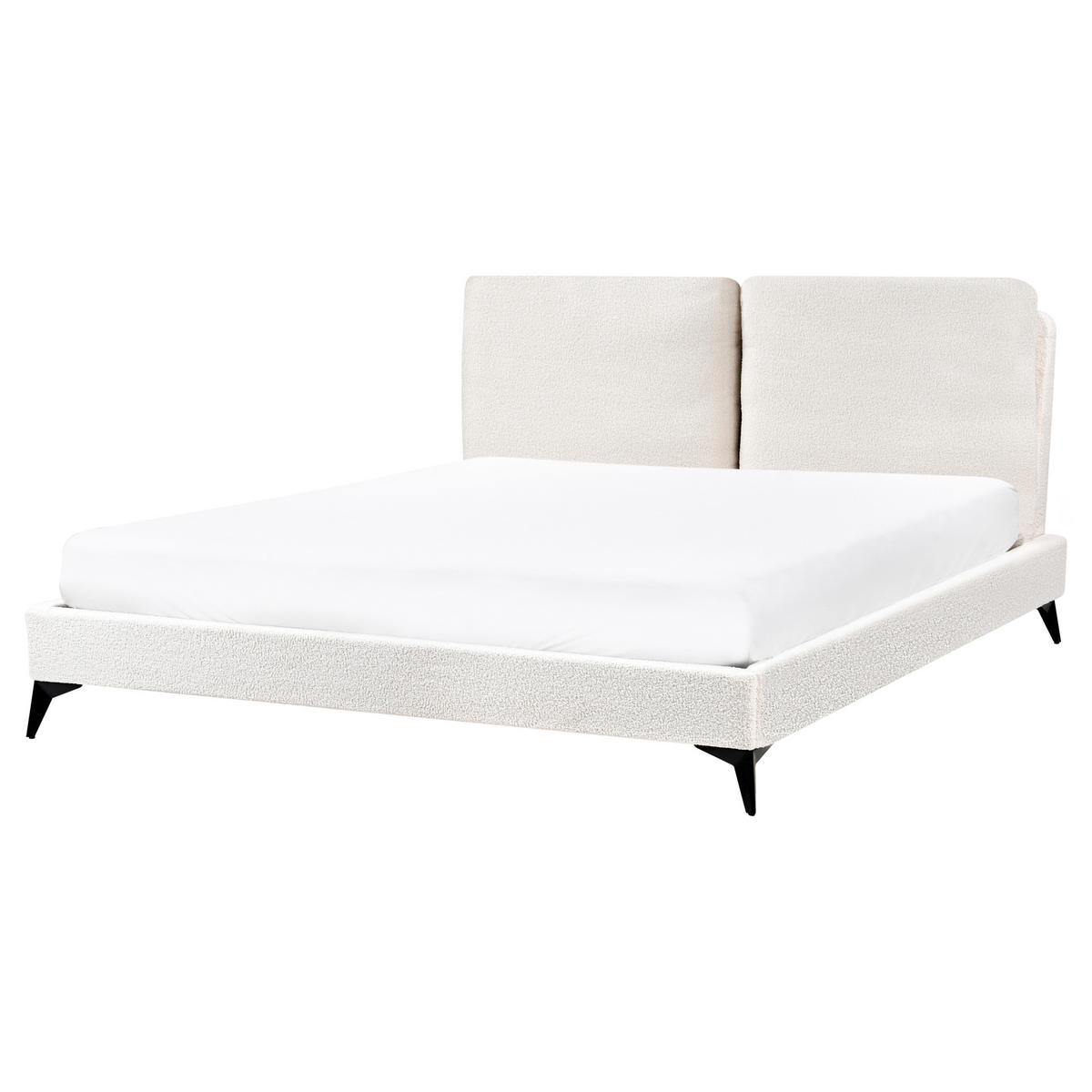 POLSTERBETT mit Lattenrost 160/200 cm Weiß Melle - Creme, Textil (160/200cm) - Beliani
