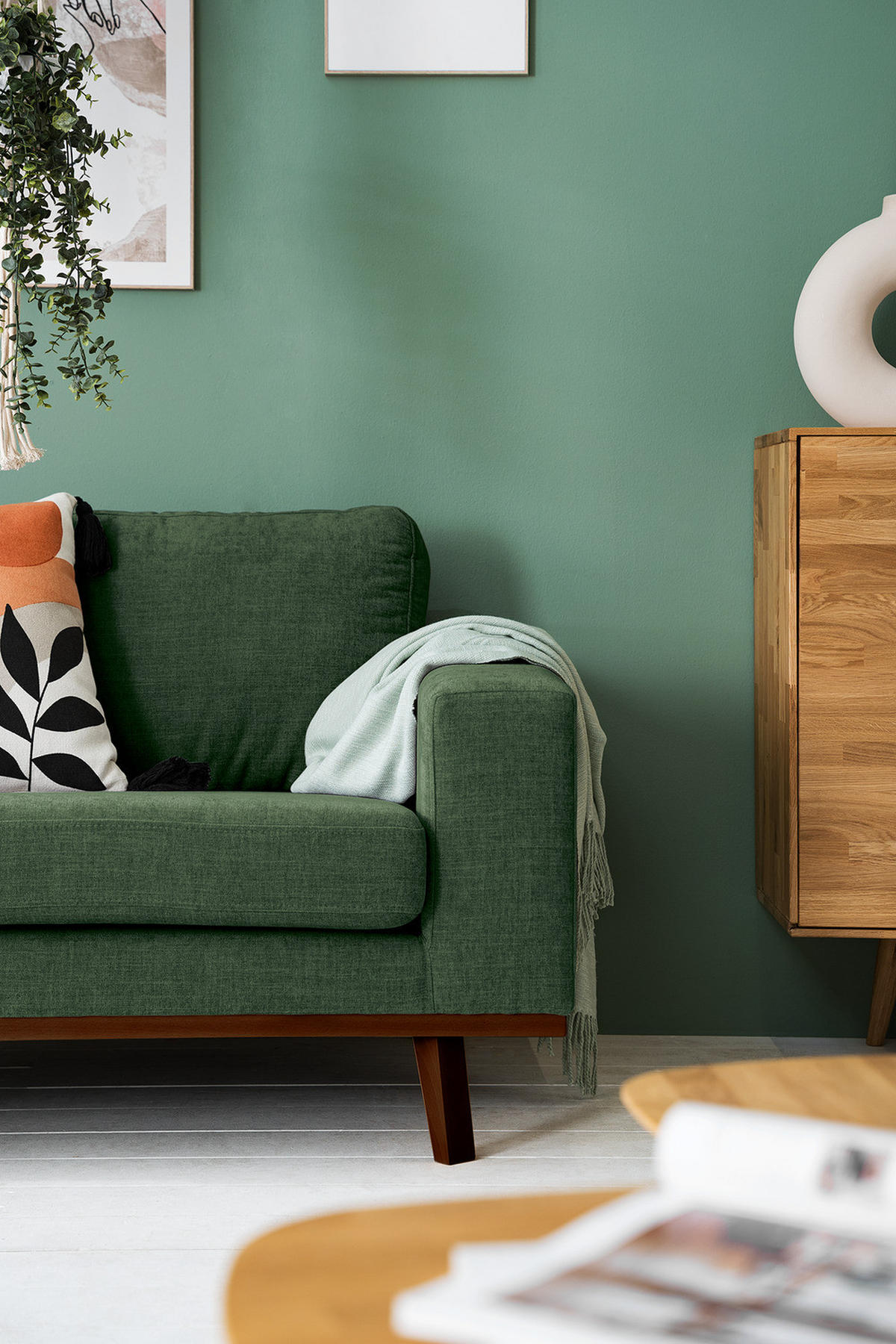 SESSEL - Dunkelgrün/Buchefarben, Buchenholz/Textil (122/81/88cm) - home24