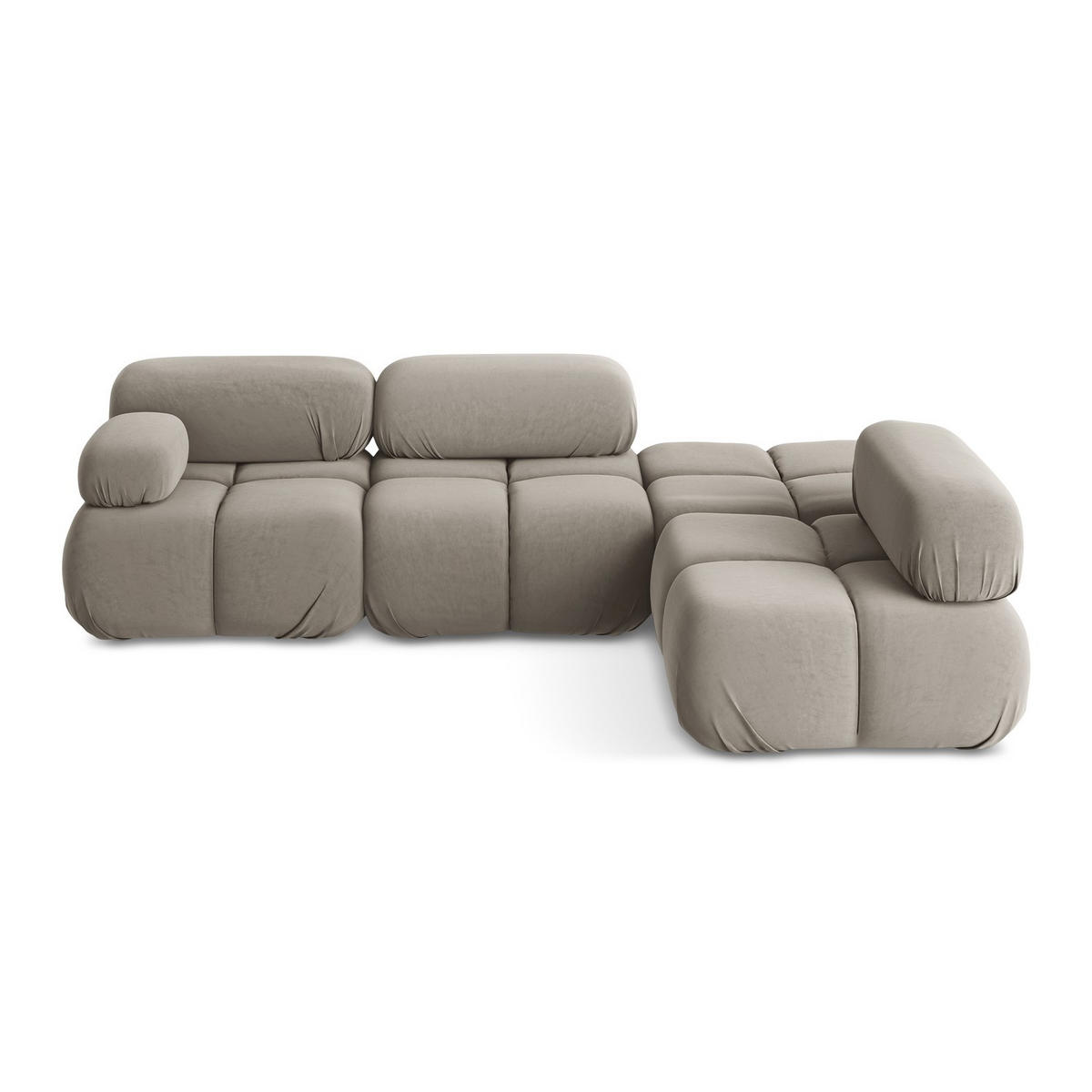 ECKSOFA Rechts Samt Stoff Grau - Taupe/Lila, Kunststoff/Textil (285/190cm) - LaMiaSofa