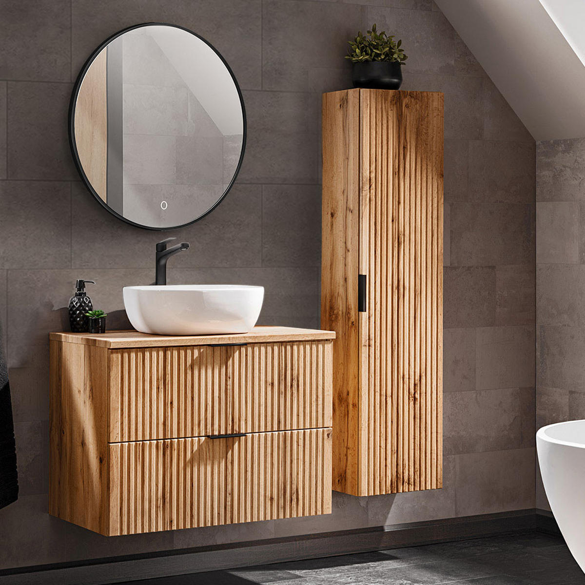 BADMÖBEL-SET 3-TLG. Adelaide-56 - Braun, Holzwerkstoff (130/200/47cm) - Lomado