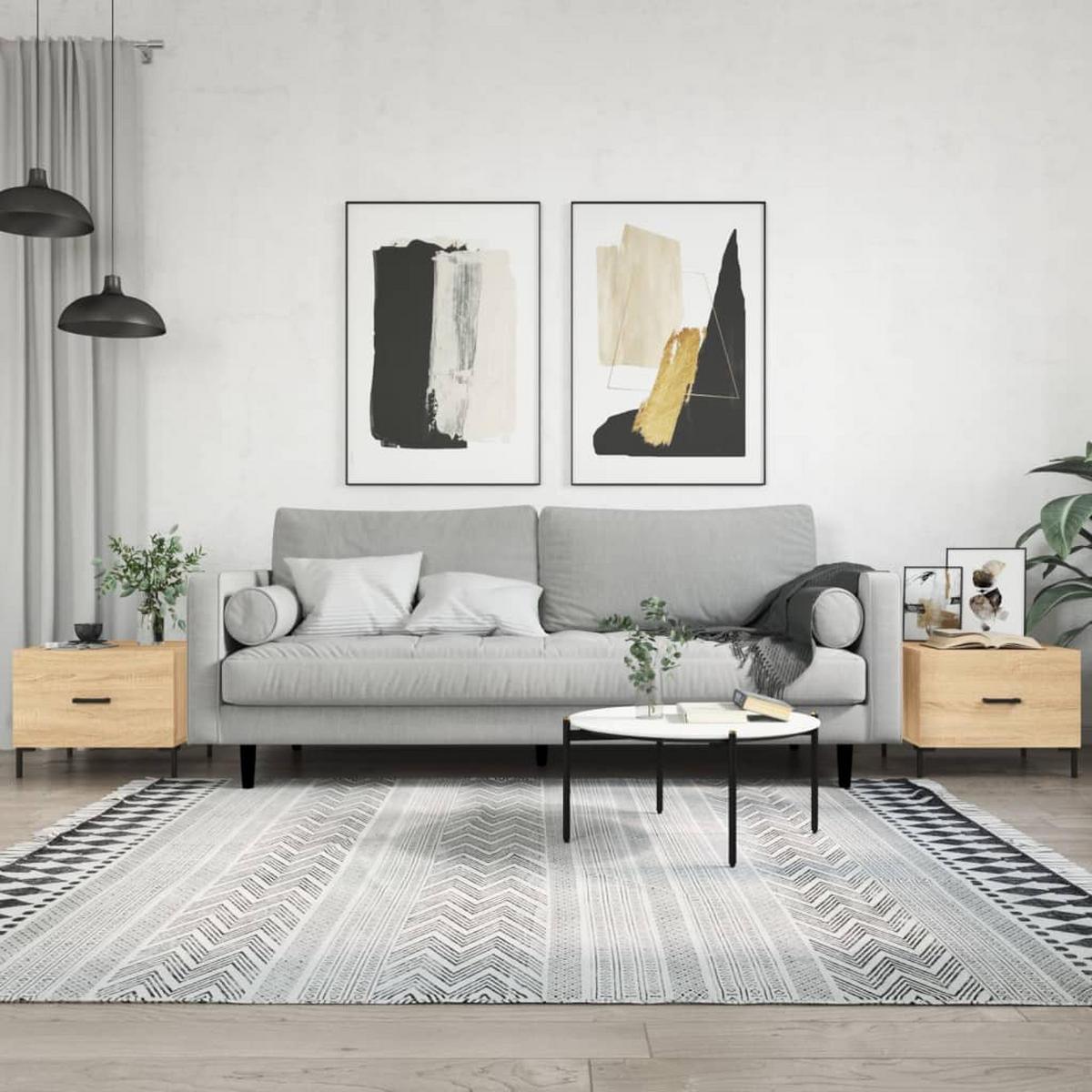 COUCHTISCHE 2 Stk. Sonoma-Eiche 50x50x40 cm Holzwerkstoff - Braun, Holzwerkstoff (50/50/40cm) - furnicato