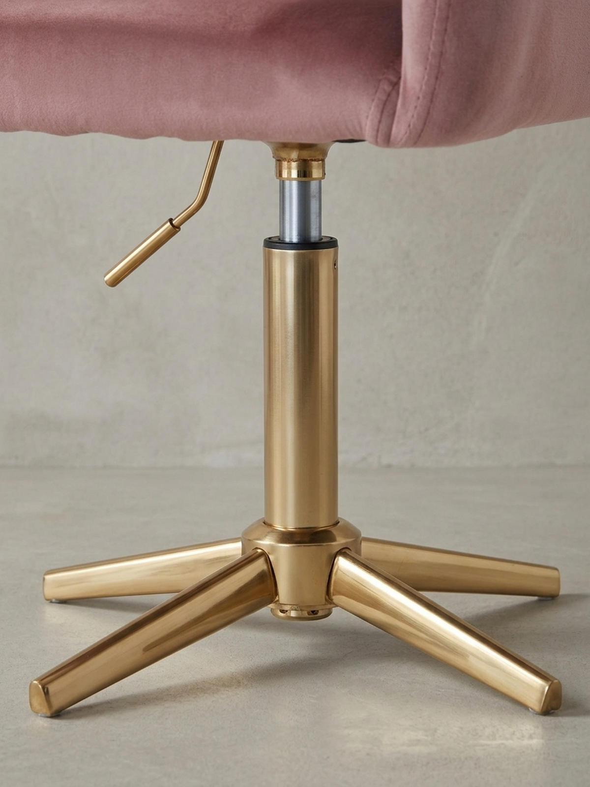 DREHSTUHL Samt mit Armlehnen Eisengestell 360° Funktion, Rosa 97x55x55 cm - Pink/Goldfarben, Textil/Metall (97/55/55cm) - KADIMA DESIGN