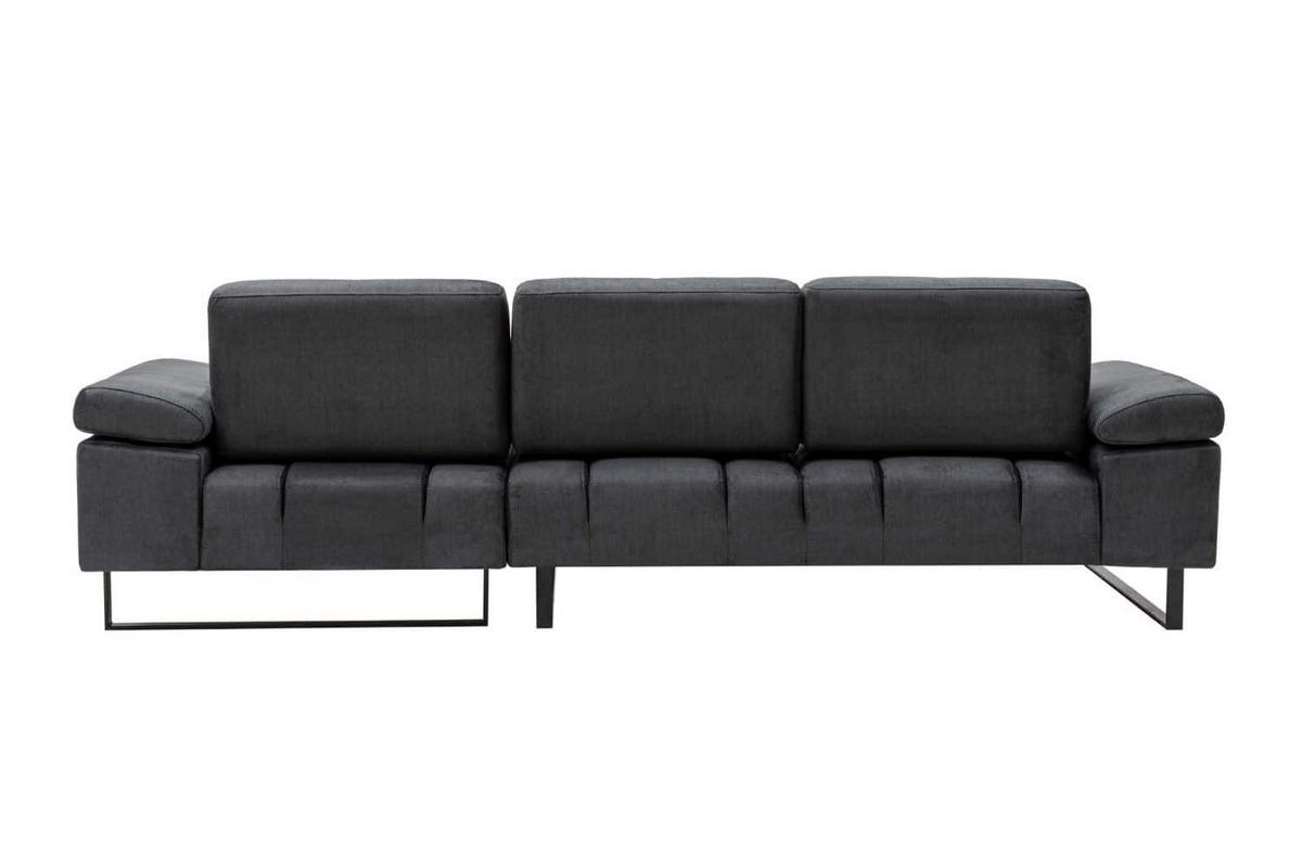 ECKSOFA mit verstellbarer Rückenlehne - Anthrazit/Schwarz, Textil/Metall (174/314cm) - myHomelando