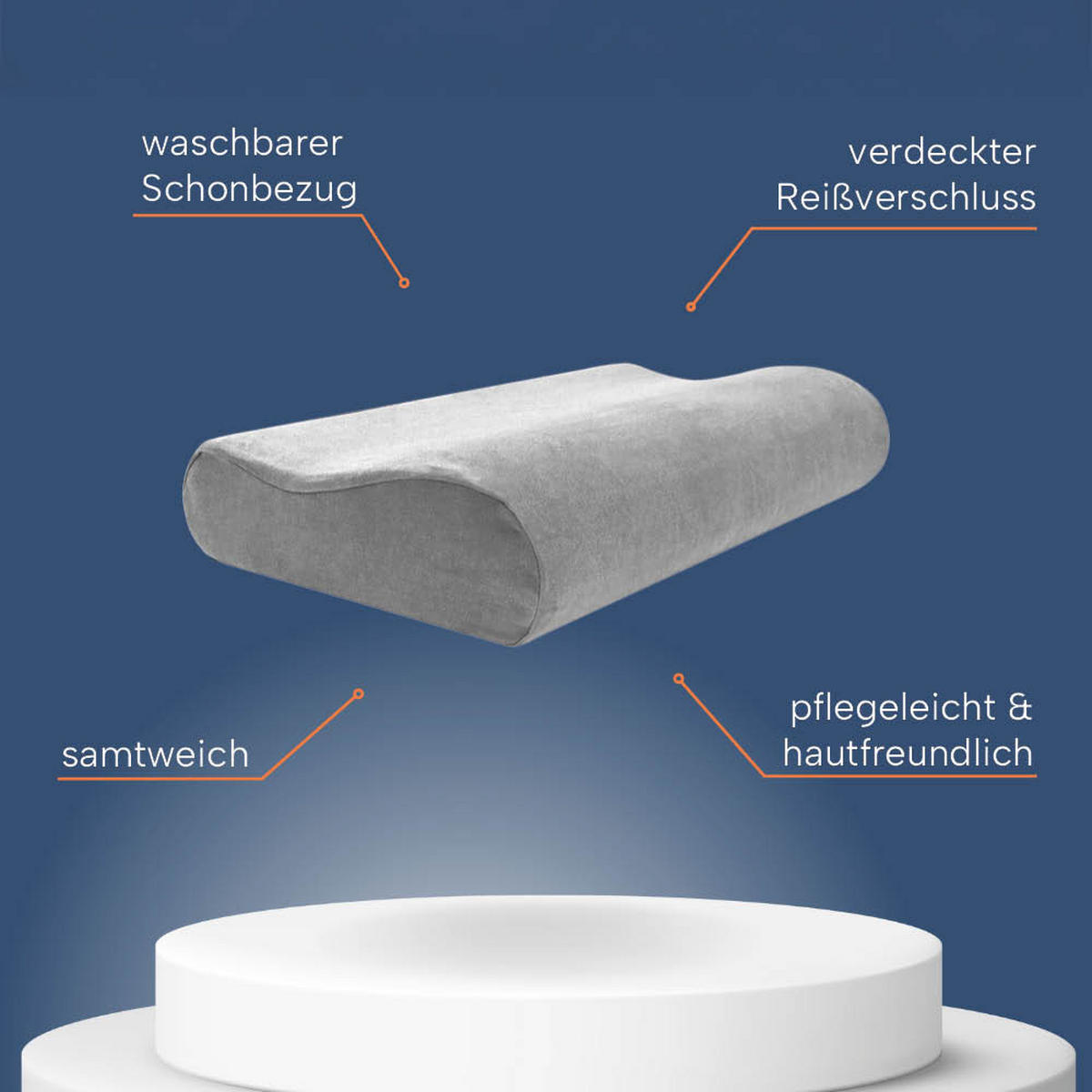 KISSENBEZUG für orthopädisches Nackenkissen, DOPPELPACK Grau 60x30 cm - Grau, Textil (30/60cm) - casimum