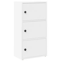 BÜCHESCHRANK mit 3 Türen 40/24/77 cm aus Holzwerkstoff Weiß - Weiß, Holz (40/77/24cm) - vidaXL