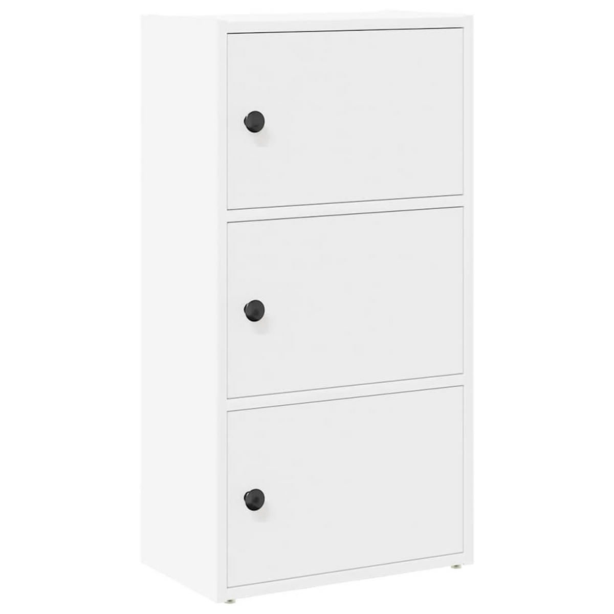 BÜCHESCHRANK mit 3 Türen 40/24/77 cm aus Holzwerkstoff Weiß - Weiß, Holz (40/77/24cm) - vidaXL