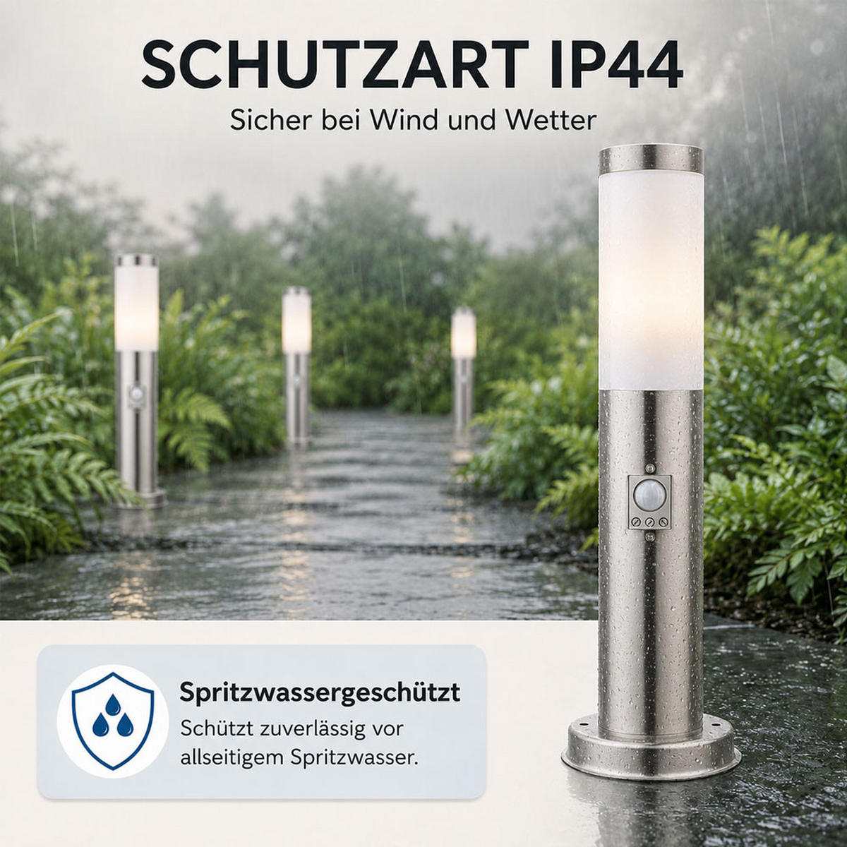 WEGELEUCHTE Edelstahl Anthrazit 2er Set - Anthrazit, Metall (12.7/12.7/45cm)