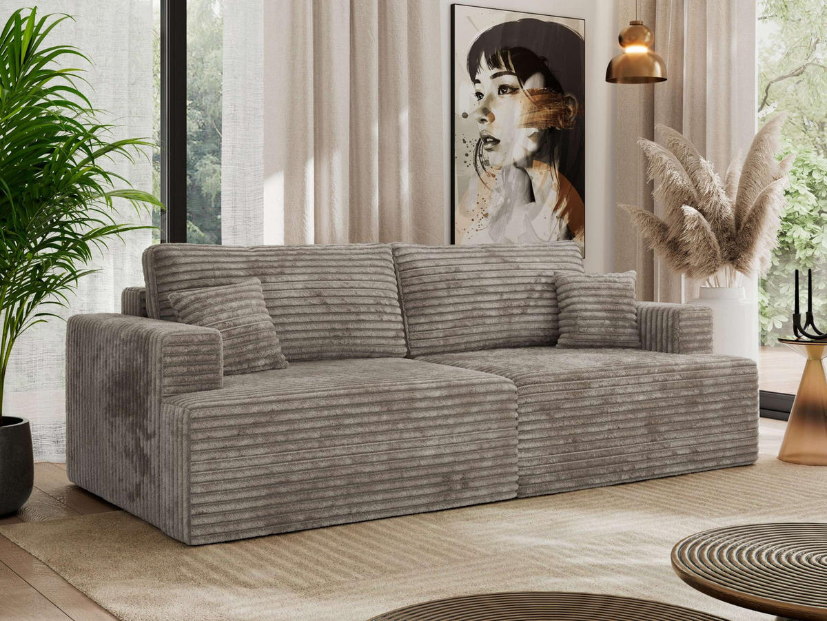 4-SITZER SOFA VIRELLA Grau Cord - Schwarz/Grau, Textil (240/88/115cm) - MKS