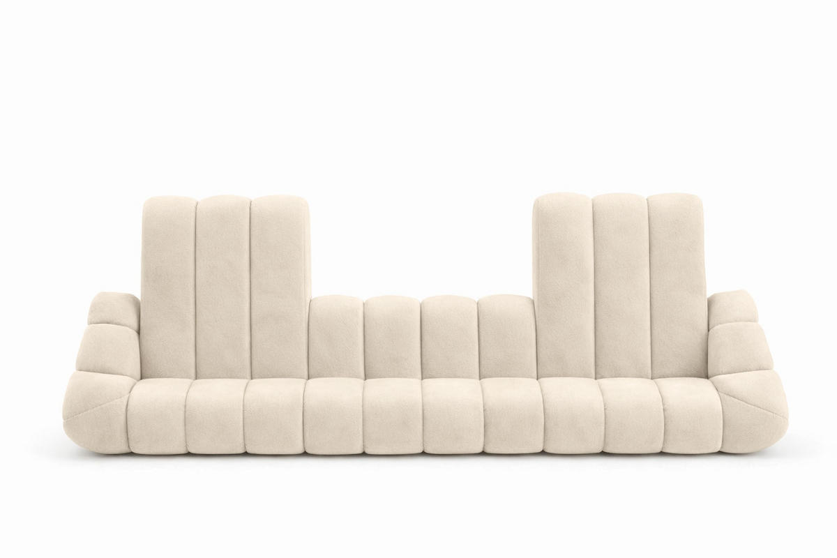 ECKSOFA Modulare U-Form, Veloursstoff Bluvel, Creme, CROISSANT U XL - Creme, Holz (448/72/190cm) - Kaiser Möbel