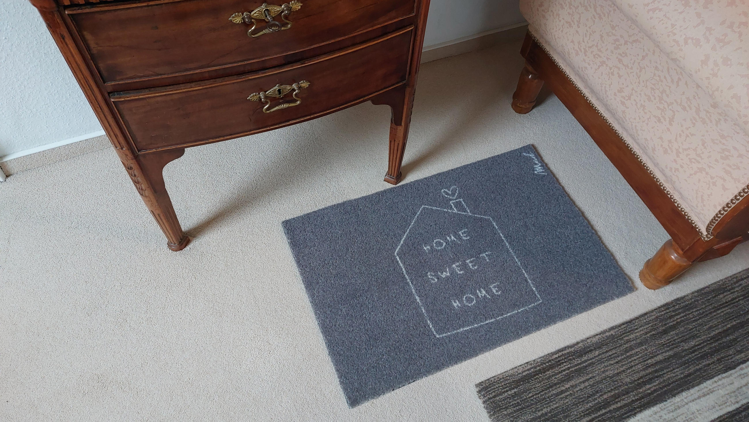 OUTDOOR FUßMATTE "Celia" mit Spruch "home sweet home" grau 50 x 75 cm - Beige/Grau, Kunststoff/Textil (50/75cm) - MAD ABOUT MATS