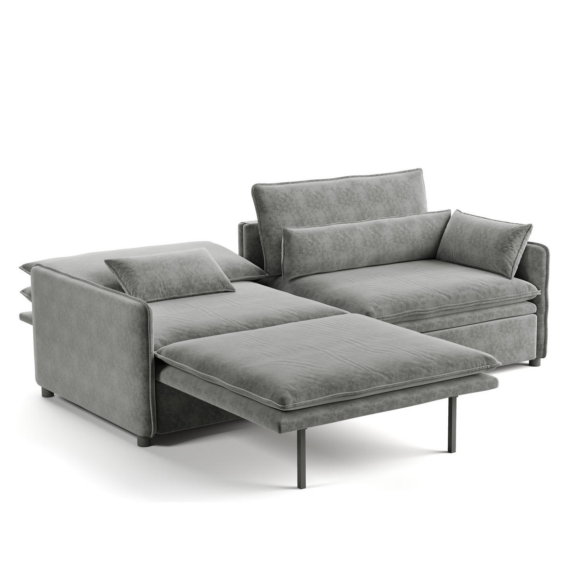 SCHLAFSOFA 3-in-1 ausziehbar mit Staufach, DE-42857, Hellgrau - Hellgrau, Holzwerkstoff (206/86/91cm) - ComfortXL