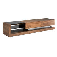 TV-ELEMENT Walnuss Schwarz 200/45/38 cm - Walnussfarben/Schwarz, Holz/Metall (200/38/45cm) - ANGEL CERDA