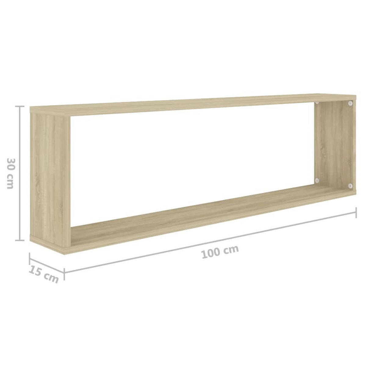 WANDREGALESET 4-tlg. 100/15/30 cm aus Holzwerkstoff Sonoma-Eiche Dekor - Sonoma Eiche, Holz (100/30/15cm) - vidaXL